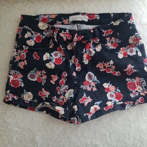 Floral denim shorts